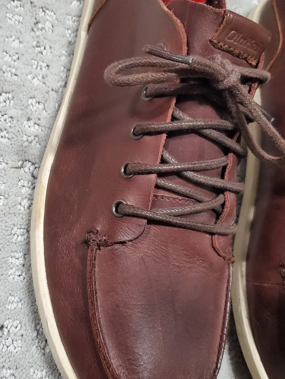 OluKai Nalukai 10378-SA20 Brown Leather Casual Sneaker Men Shoes Size 9 Lace Up
